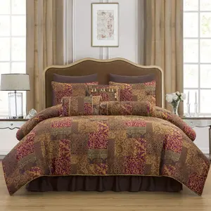 Amelia 9-Piece Floral Jacquard Patchwork Comforter Set