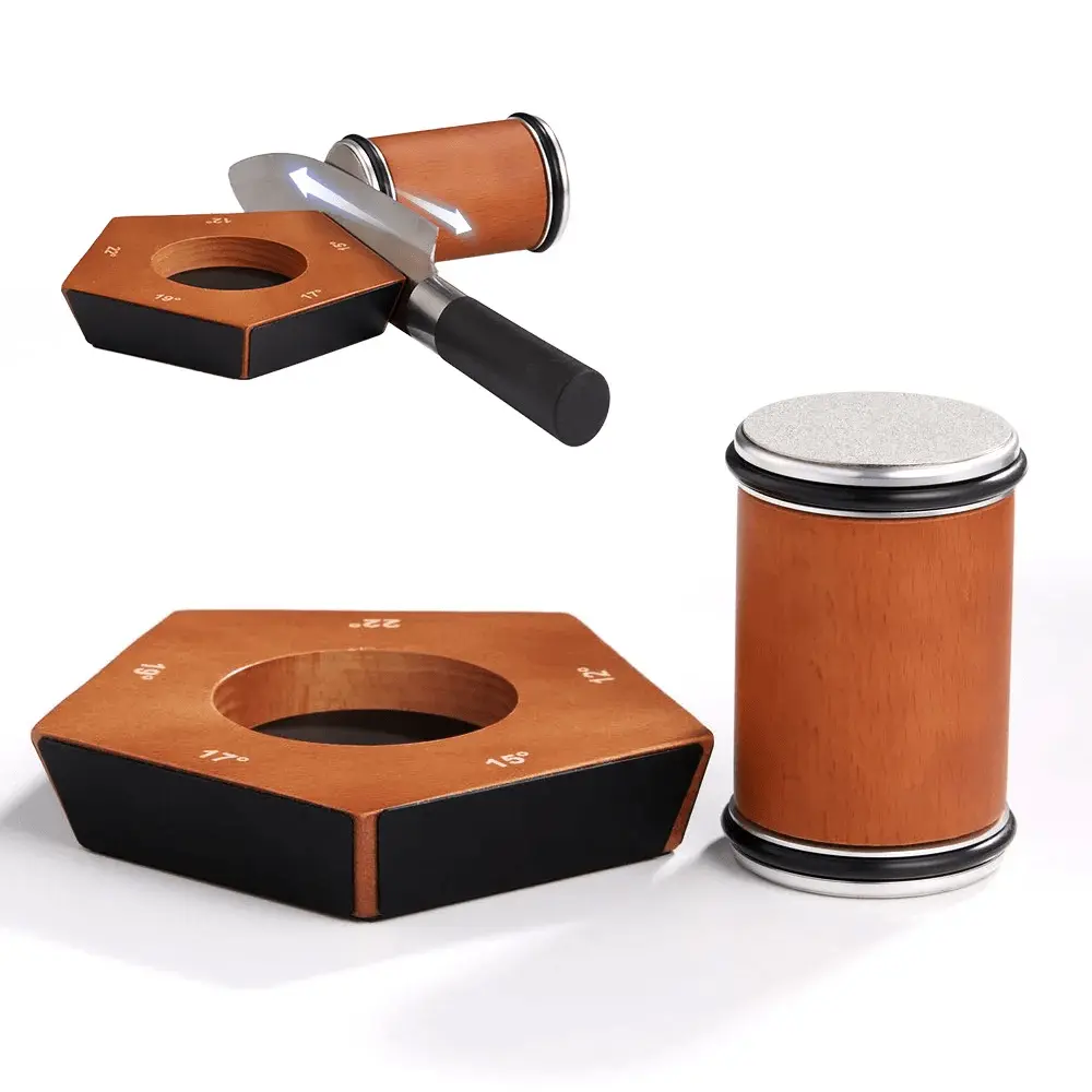 Rolling Knife Sharpener 5 Angles 12, 15, 17, 20 & 25 Degrees Rolling Sharpener for Chef Knives, rolling knives sharpener, Cleavers, and Cooking Knives Kitchen Cutting Wooden Modern, afilador de cuchillosknife, sharpener, set