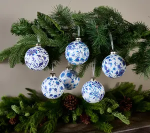 Hotel du Cobb Set of 6 Glass Ball Ornaments by Dennis Basso
