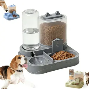 Large Capacity Automatic Cat Food Feeder & Water Dispenser Set, Dry Wet Separation Design, Durable Plastic Material, Easy Clean Pet Station, Automatic Function, Easy Cleaning
