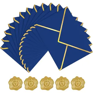 60 Pack  Envelopes 5x7 Royal Blue, 250G Pearled Cardstock A7 Envelopes for Invitations Business Mailing Envelope with  Foil Border, A6 4x6 Envelope for Wedding  Shower Cards