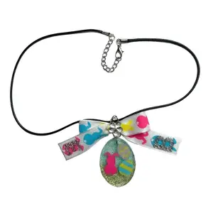 Pink Easter Bunny Bow Necklace