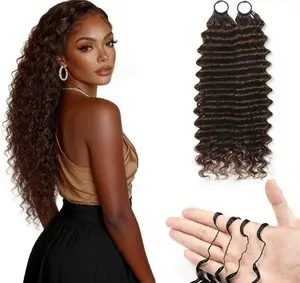 MORGENSTAR   Feather Crochet Human Hair 4# Deep Wave 16-24 Inch, Perfect for Daily & Party No Shedding, Reusable, Invisible & Bouncy  Pre-Looped No Weft Lightweight Beginner Friendly  No Glue