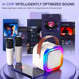 Mini Karaoke Machine for Kids Adults: Portable Bluetooth Speaker with 2 Wireless Microphone - Singing Karaoke Toy Gift for Girls Boys Ages 4-12+ Years Old Birthday Gift & Gifts Boyfriend & Funny Gift & Tween Gifts