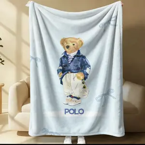 Bear printed pattern blanket, suitable for all seasons, suitable for beds, sofas, cars, room decorations, and gifts, suitable for children or adults