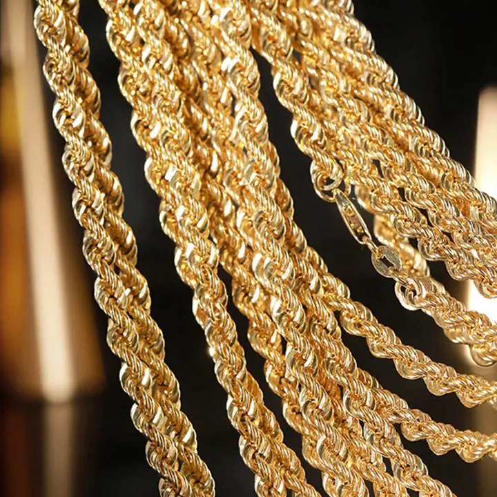 Real 18K Gold Jewelry Au750 Gold Twist Chain 1.6Mm, 18In