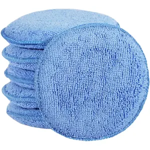 Microfiber Wax Applicator Pads,  Wax Applicator, Buffing & Detail Polishing  Pads for  Cleaning and Fine Polishing (5" Diameter, 6 Pack)