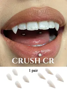 CRUSH CR 1 Pair Halloween Vampire Fangs for Women Teens, 4 Sizes to Choose from, Ultra-Realistic Fangs for Festival Outfits, Baddie Aesthetic, TikTok Cosplay Content, Easy to Wear Removable, Ideal for Brides, Rave Looks, Party Accessories, Party Supplies