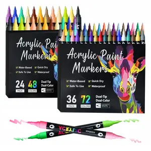 Dual Tip Acrylic Paint Markers 48/72/96 Color,for Stone,Wood,Canvas,Ceramic,Metal,Glass and Rock Painting | DIY crafts,painting teaching supplies&holiday gifts