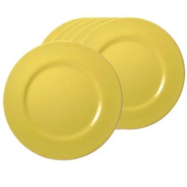 212 MAIN 6-Piece Sturdy Melamine Dinner Plate Set, Reston Lloyd 71201, Lemon-Patterned Round Kitchen Dinnerware Sets