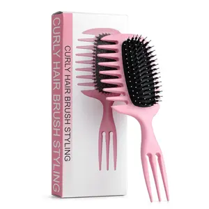 Curly Hair Brush, Curl Defining Brush with Soft Boar Bristles Detangling Tangled Glides, Wide-Teeth Design Effortlessly Shaping & Defining Curls, Curling Definer for Wet & Dry Hair