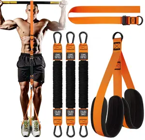 Heavy-Duty Adjustable Resistance Band with Dual Feet Support Pedals for Strength Training Workout Equipment 75-225 lbs Chin Up Bands