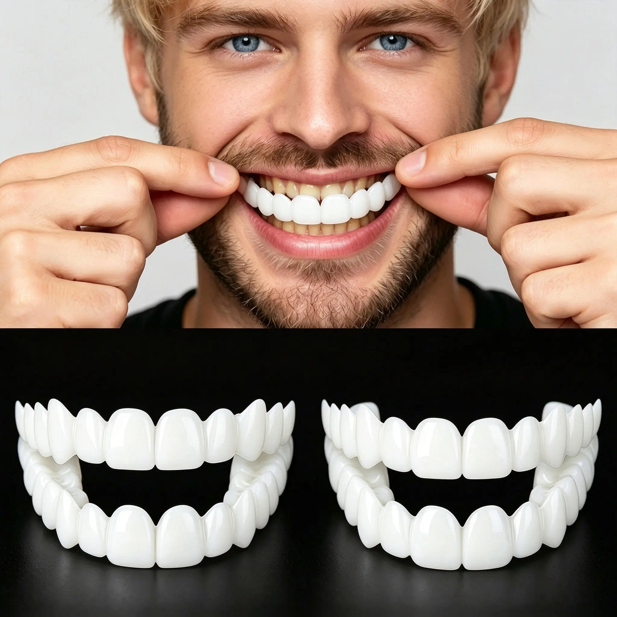 Temporary Teeth Repair Kit [3 PACK] Adjustable Snap OnVeneers Cosmetic Smile Cover Gaps&Stains Instantly!Reusable Cosmetic Teeth Cover
