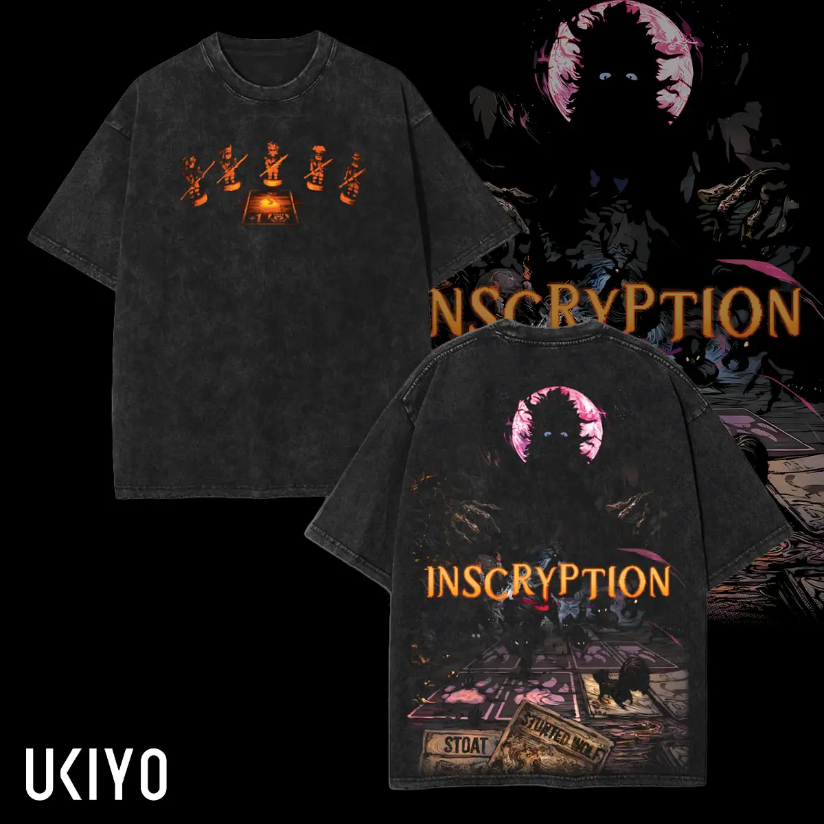 Inscryption Game graphic Washed Tshirts Gift For Gamer, apparel Menswear Top Casual, Gaming Top graphic t-shirts print back fan gamer Fabric Seamless Menswear