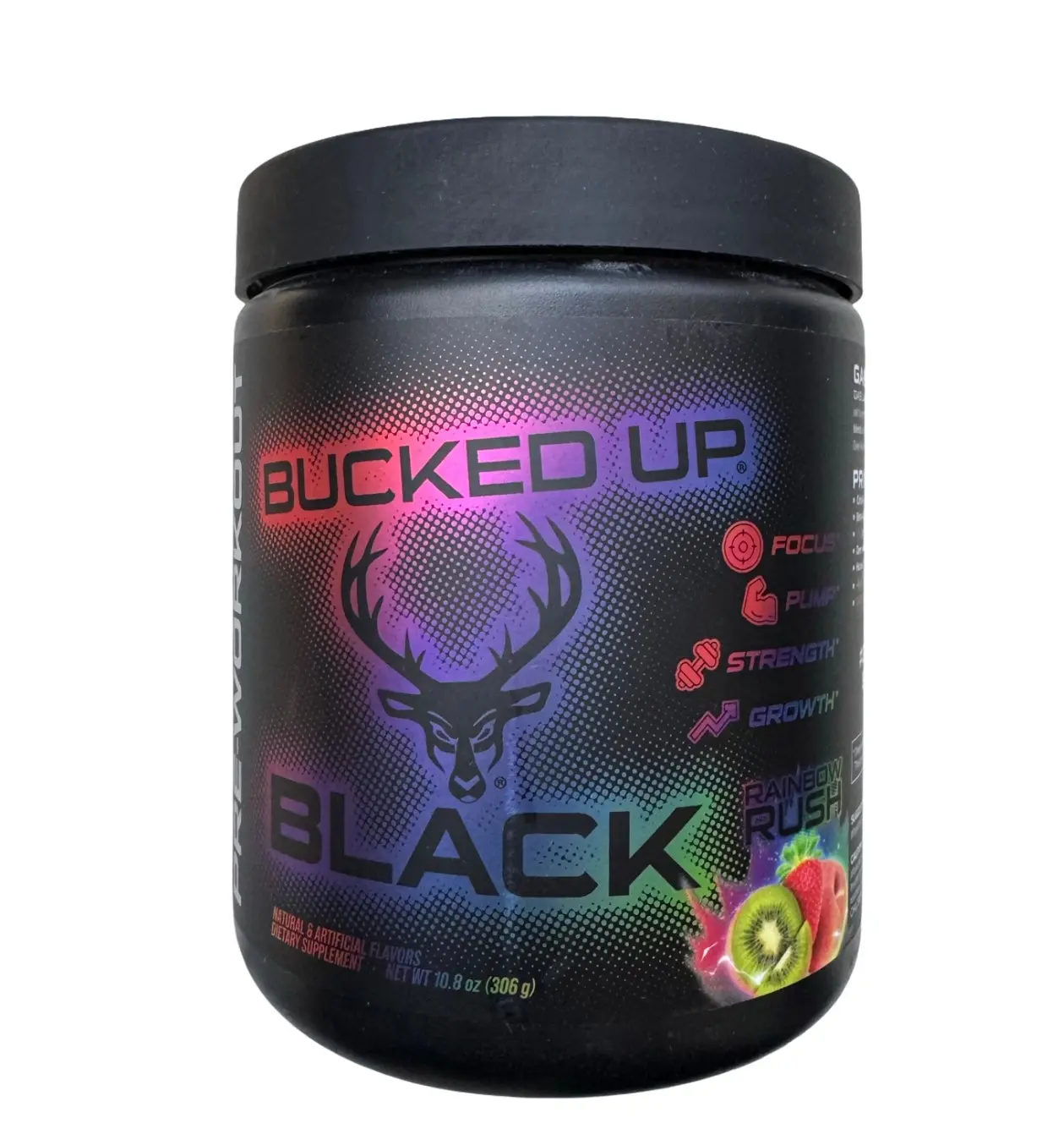 Bucked Up BLACK Pre-Workout | 6g Citrulline Malate AlphaSize Alpha-GPC AstraGin and ActiGin | Humic Fulvic Mineral Blend | Energy Focus and Pump Support | Available at Prime Sports Nutrition