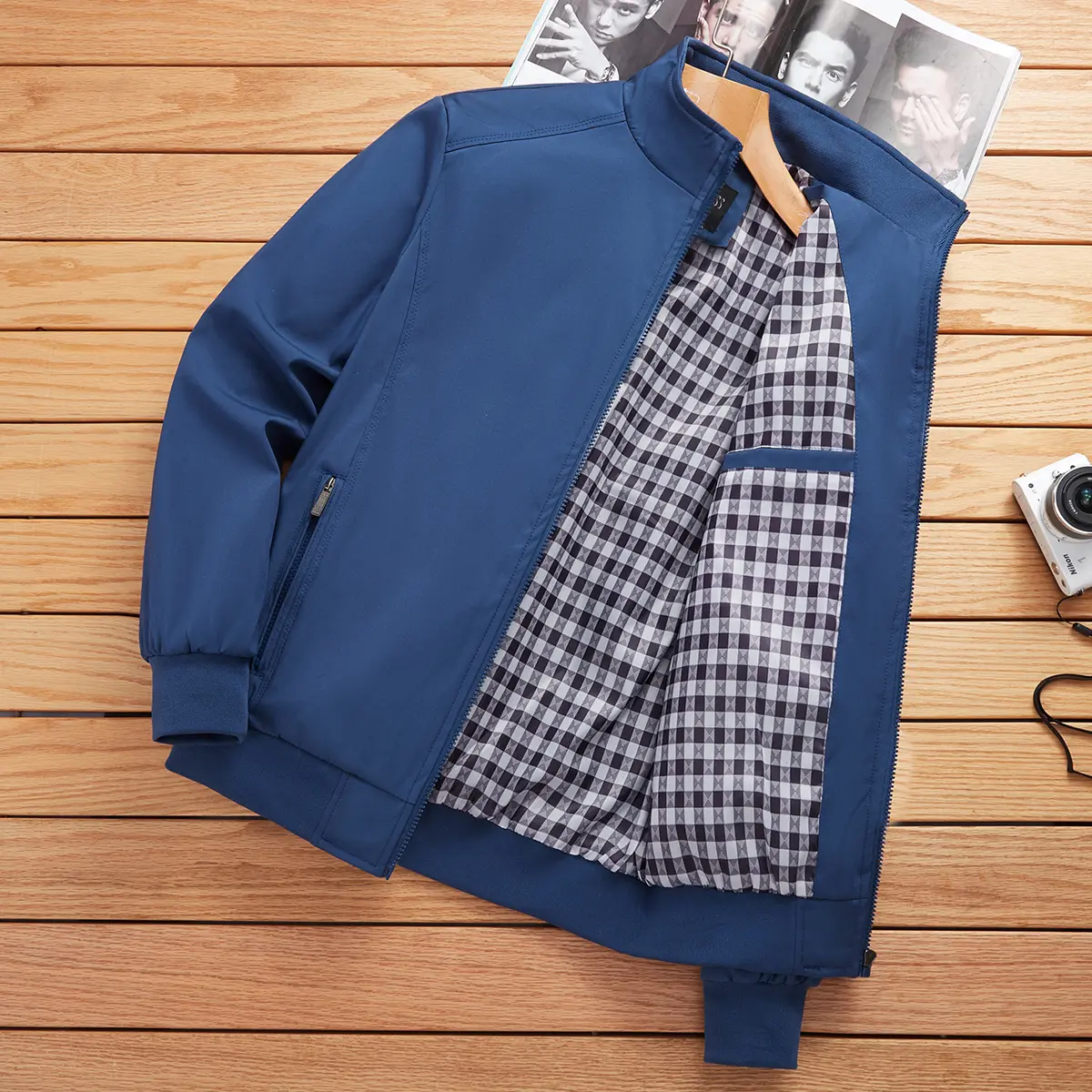 New Store Opening Special Mature Men's Lightweight Windproof Jacket, Checkered Lining, Stand Collar Design, Multiple Pockets for Practicality, Ideal Choice for Spring and Autumn, Casual Coat | Simple Style Jacket | Zipper Jacket november  outfit vacation