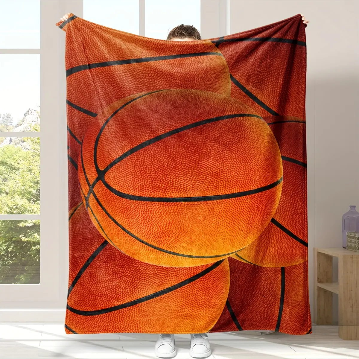 1pc basketball printed blanket blanket, soft and comfortable nap blanket, suitable for four-season bed sofa