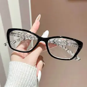 Women's Fashion Vintage Square Pattern Reading Glasses, Reading Eyeglasses, Reading Eyewear, +1.0 to +4.0 Strength, Lightweight Durable PC Material, Includes Case