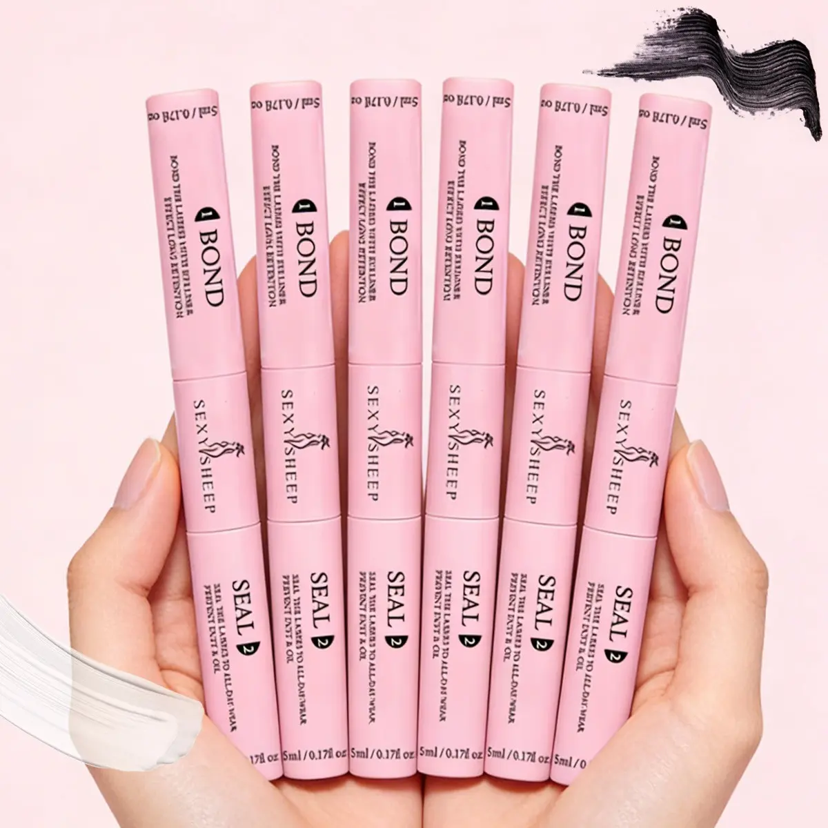 6pcs Waterproof Cosmetic Eyelash Adhesive Bonding Glue, Long-Lasting 72 Hours, Bond and Seal Eyelashes, Perfect for Individual Lash Extensions and DIY Lashes, Flawless Makeup