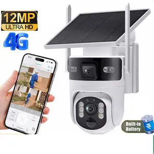 4G LTE Solar Security Battery Camera 12MP Dual Lens WIFI Video Surveillance PTZ Camera PIR Detection Outdoor Monitor IP Cctv