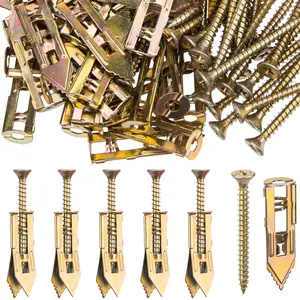 60-pack of self-drilling expansion bolts and screws, heavy-duty, no drilling required, suitable for walls (30 steel expansion bolts 0.47 inch x 1.56 inch + 30 zinc screws 0.31 inch x 1.76 inch)