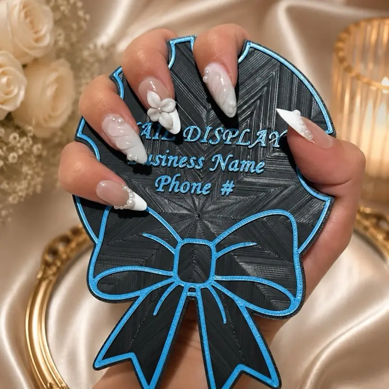 Nailfie Photo Prop, Nail Tech Social Media Sign, Nail Display Bow Disc, Coquette Nailfie Sign, Beauty Salon Prop, Nail Technician Sign
