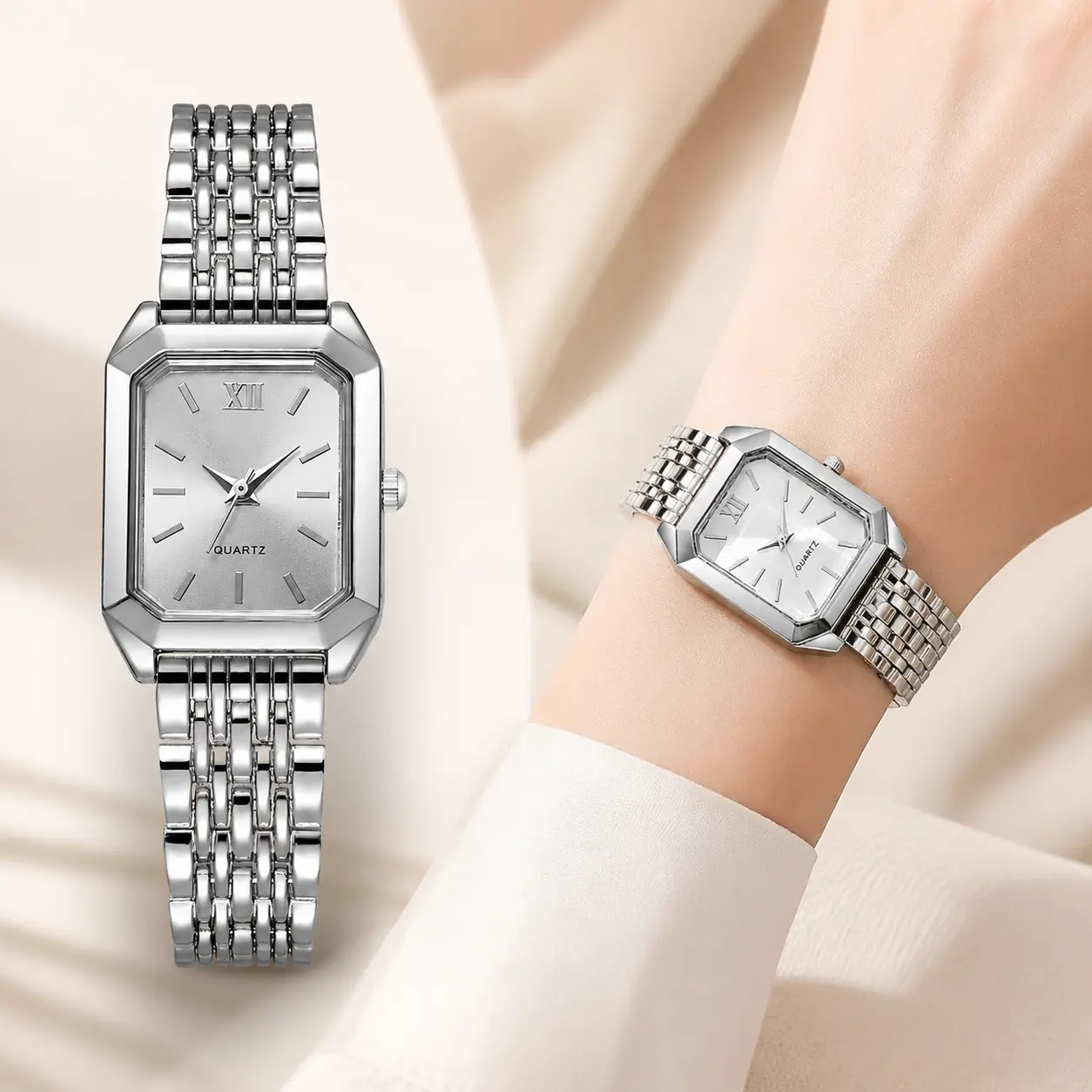 Luxury Fashion Quartz Watch with Box, Elegant Analog Wristwatch for Women, Chic Minimalist Scale Square Design, Trendy All-Match Jewelry Watch for Party, Daily Outfits, Birthday & Holiday Gifts