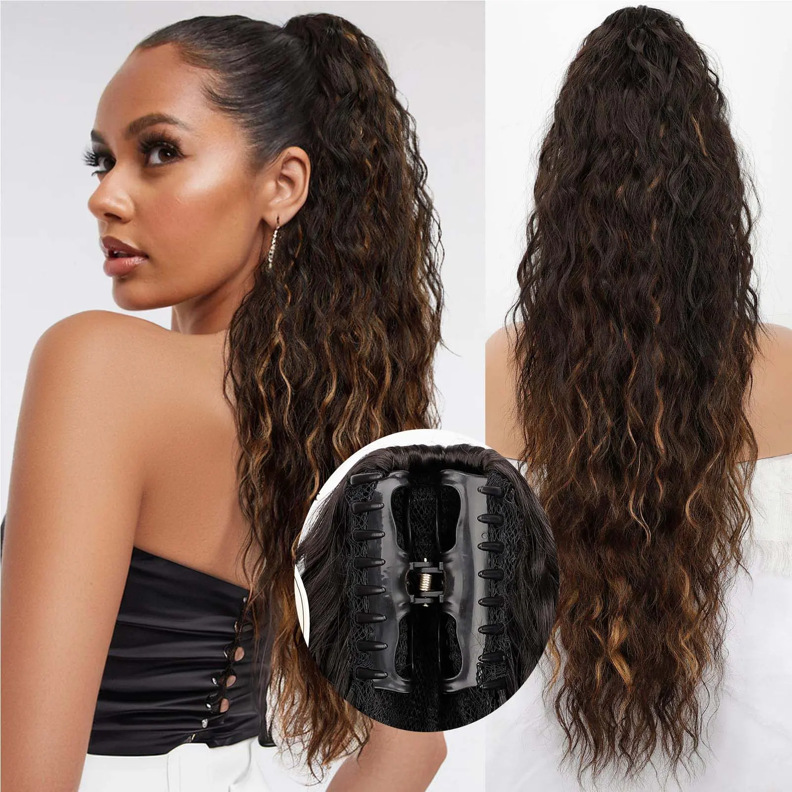 30’‘-Brown with Blonde Highlights