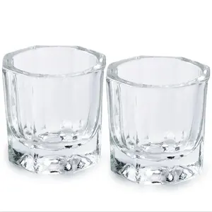 2 Dappen Dish Cups for Nail Art Acrylic Liquid - Clear Glass Nail Monomer Liquid Bowl Dish, Acrylic Glass Jar for Nails care nail art