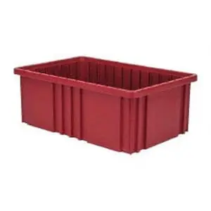 Quantum Storage Systems Single Solid Rectangle Plastic Dividable Red Polypropylene Organizer Bin - 75 Lb Load Capacity, 16.5" L x 10.9" W x 6" H Stackable Home Storage Container