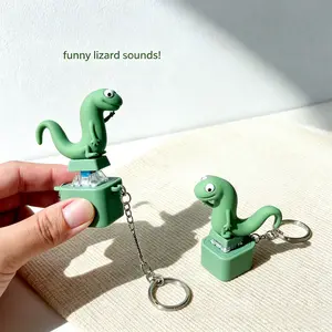 1/2/4 Pcs Lizard Keychain Sound Fidget Toys,Rechargeable Lizard Anxiety Relief Keychain Button Toy with Colorful Light & Sound, Fun Portable Anxiety Relief Toy