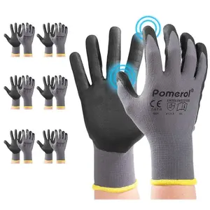 [SummerVibes]Greenish Pomerol Basics Nitrile Coated Micro Foam Gloves – Touchscreen Work & Outdoor Gloves, Nylon Lining, 3/6/12 Pack for Gardening, Car Repair, Renovation, Factory
