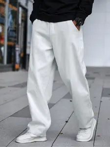 Men's minimalist white loose straight - leg jeans. Made of comfortable and skin - friendly fabric with a loose straight - leg fit, they are casual and free - spirited, suitable for daily outings and casual occasions for all body types. High Quality Jeans