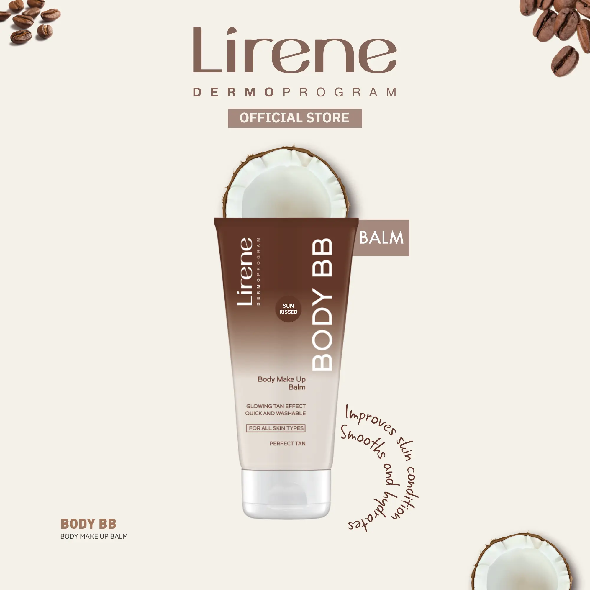 Lirene Perfect Tan Body BB Balm | Instant Body Makeup Glow, Wash-Off Foundation Balm, Natural Bronzed Finish,Color Correcting Balm 175ml