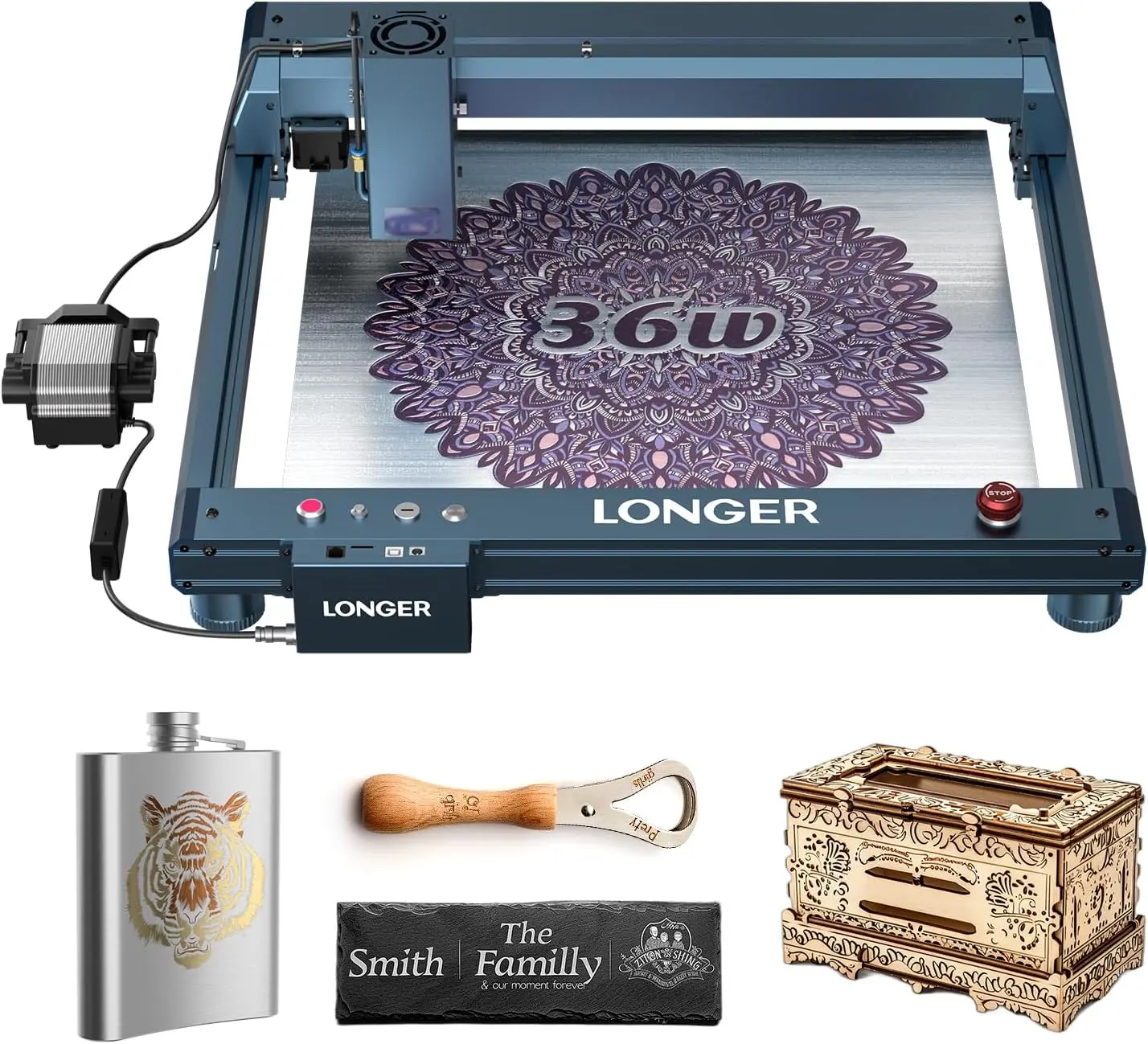 Laser Engraver with Automatic Air Assist, 30W Output Laser Cutter and Engraver, 180w Laser Cutter, Laser Engraver for Wood and Metal, Paper, Acrylic, Glass, Leather
