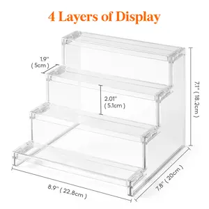 4 Tier Clear Display Stand for Perfume, Cologne, Fragrance, Skincare, Makeup, Dessert - Easy to Install, Multi-Purpose Use