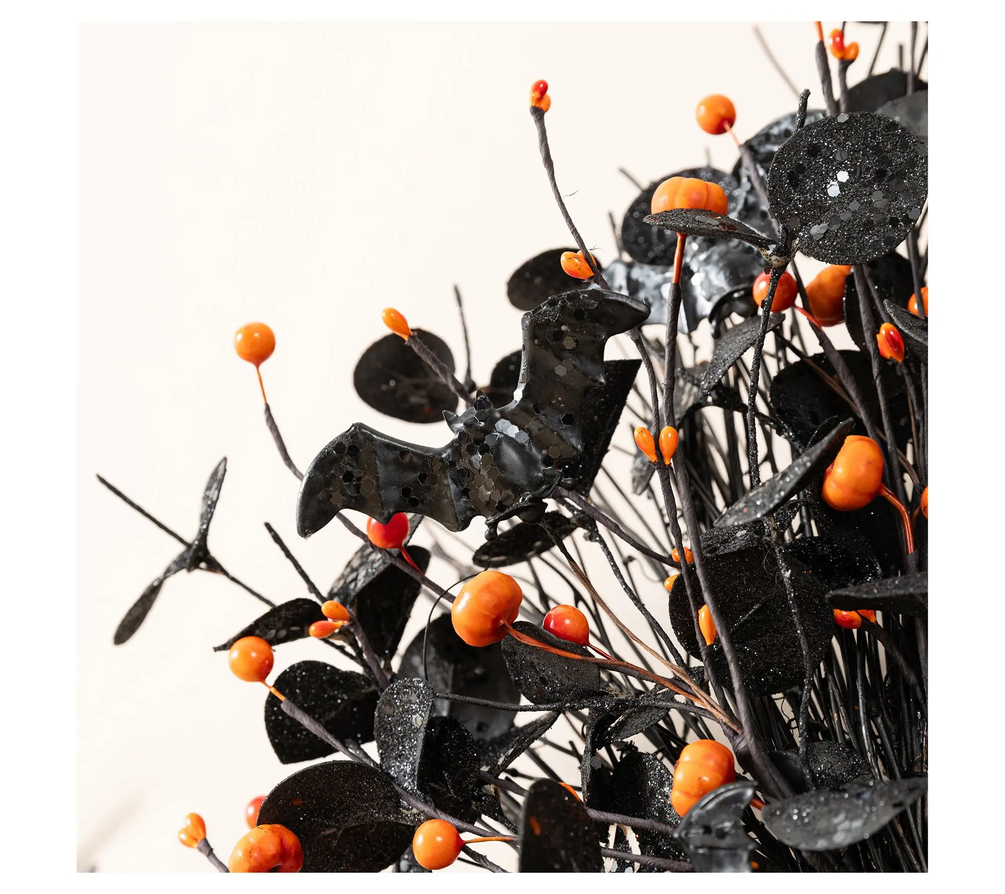 Glitzhome 22"D Halloween Eucalyptus Pumpkin Bat Wreath