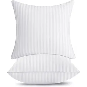 18x18 Pillow Inserts, Firm and Fluffy Decorative Square Throw Pillows for Couch Sofa Bed, Down Alternative with  Cotton Cover Pack of 2