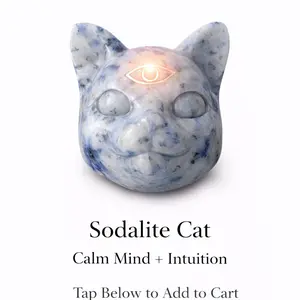 Clarity Guardian Cat Sodalite Intuition & Mental Calm Carving Handcrafted Gemstone Figurine for Focus and Inner Knowing