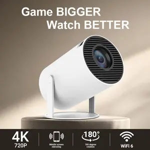 HY300 PRO+ Mini Projector Android 11 Quad-Core Processor 4K Ultra HD Supported 180° Flip 160 ANSI Lumens 1080P Resolution 40-130" Display WiFi 6 Bluetooth 5.0 Portable Home Theater Projector for Bedroom