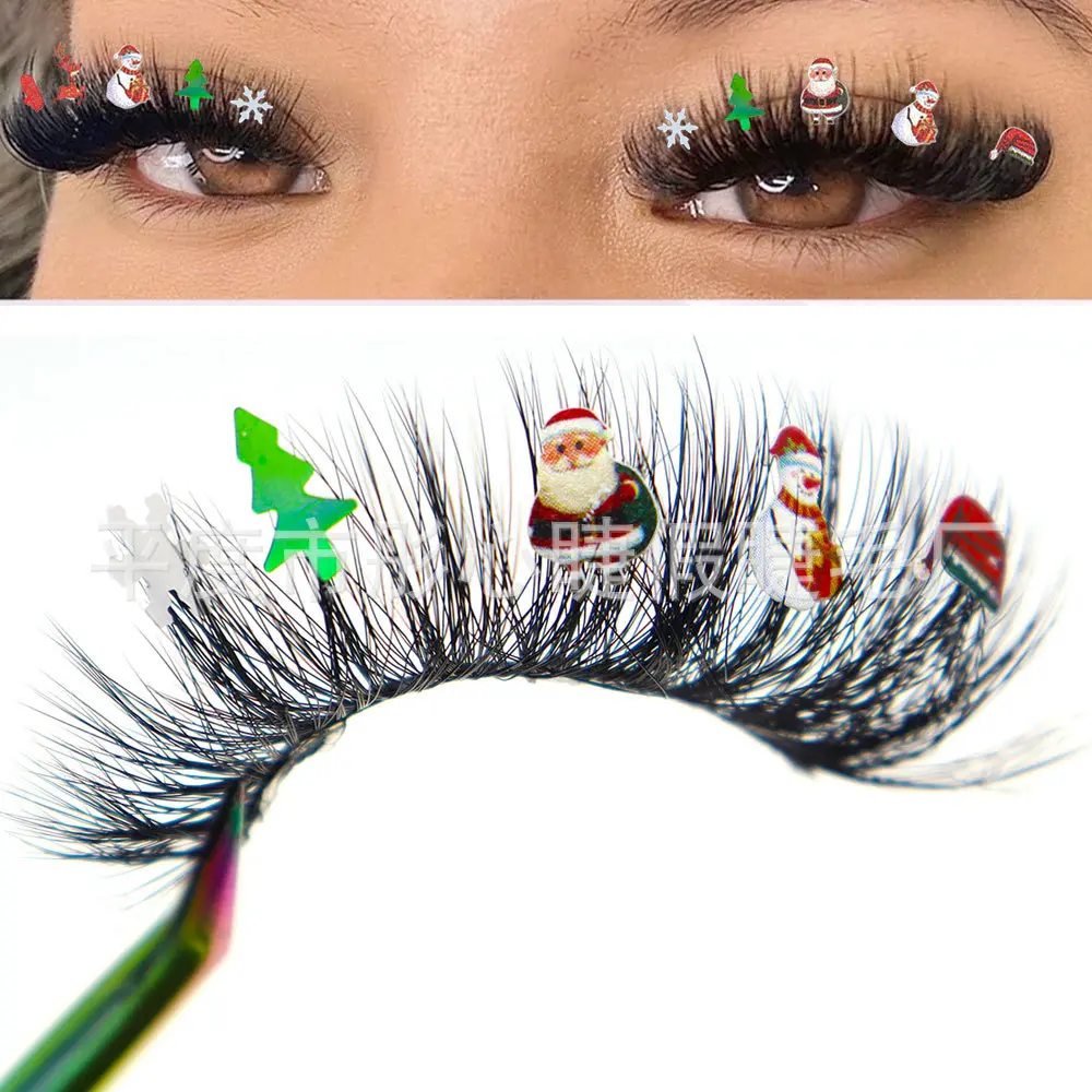 Christmas False Eyelashes - Reusable Sequin Eyelashes Natural to Fluffy 3D Messy Effect with Sparkling Diamonds