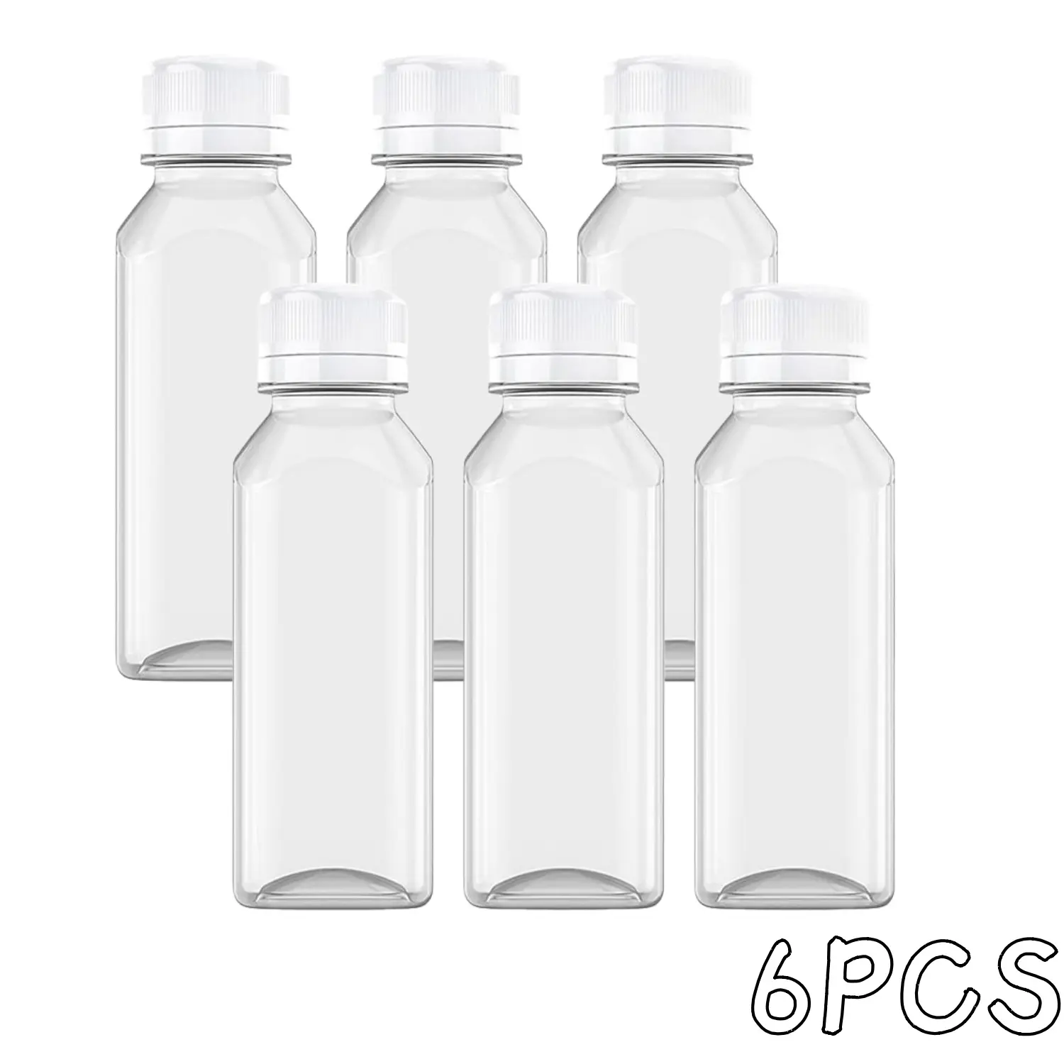 6 Oz Plastic Juice & Milk Bottles (8-Pack) with Tamper-Evident Caps, Refillable Design Storage Canisters with Covers for Home Supplies Beverage Storage, Cover