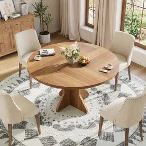 Flash sale home items Space-Saving 47" Round Dining Table for 4-6 – Modern Circle Table with Sturdy Pedestal Base – Dining Room & Kitchen Furniture – Perfect for Apartment, Living Room