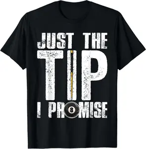 100% Cotton Funny Billiards Pool Cue Shirt Billiard Players Gift T-Shirt