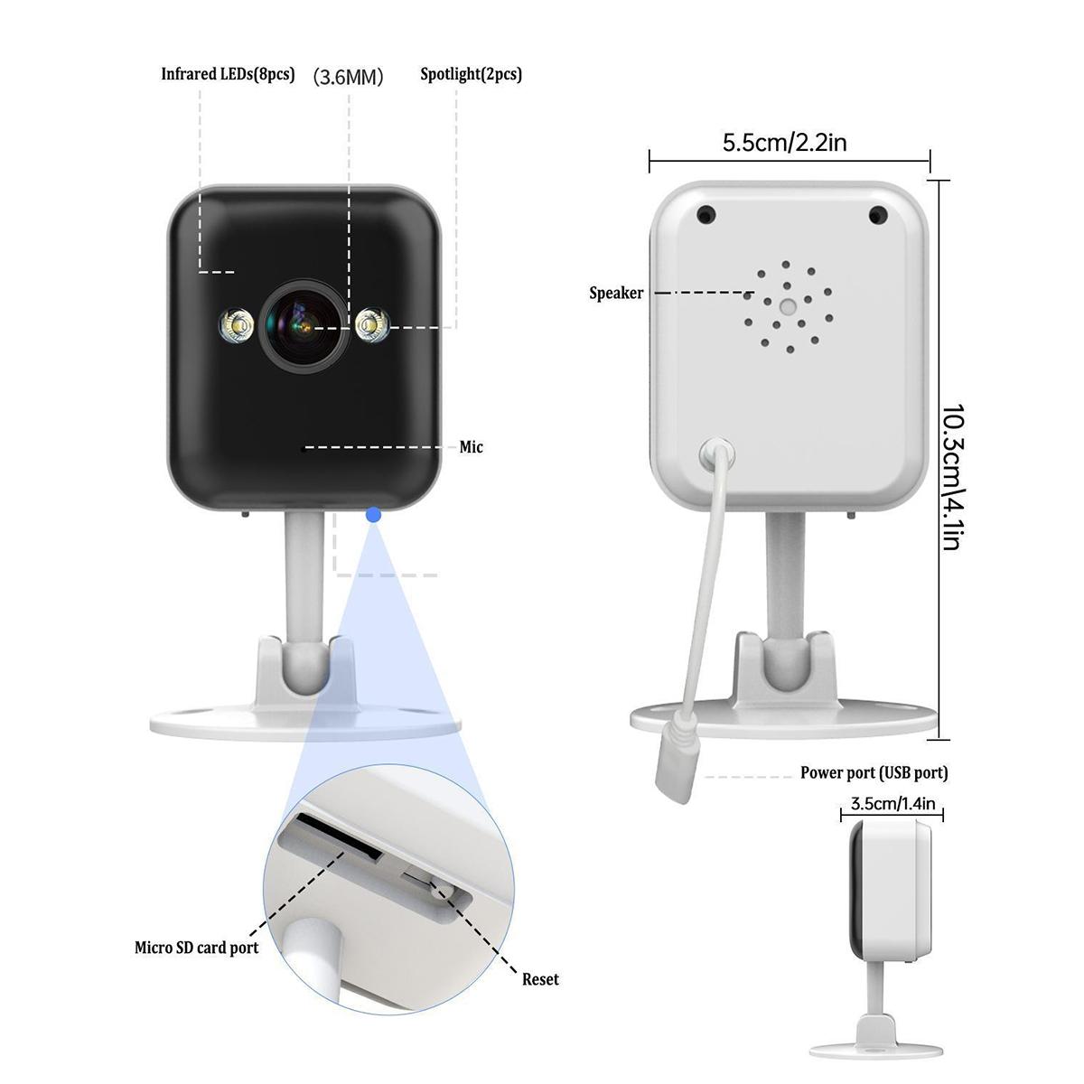 【Free Power Supply】JOOAN WiFi MINI 1080P FHD Camera Indoor And Outdoor Waterproof Security Surveillance, 1 Year Warranty, Can Still Monitor Without Network, Suitable For Home And Outdoor Use, Color Night Vision, With Spotlight And Two-Way Audio, Alexa