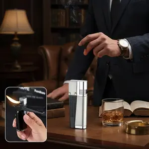 (Butane gas NOT Included)  Dual-Function Multipurpose Metal Lighter, Refillable Lighter,  Ideal Gift for Men-Father's Day Gift foldable