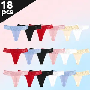 Pack Of 6/12 Women's Seamless Low Waist Invisible Comfortable Breathable Panties Soft Stretch Cotton Lace Basic Everyday Briefs; Back To School Clothing, Women's Apparel, Best Friend Gift Set, Thong Bikini Womenswear Minimalist underwear for women