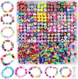 2480pcs Polymer Clay Beads Charms for Bracelets Making Kit Cute Fun Charms Beads Friendship Bracelet Making DIY Arts Crafts Birthday Gifts Toys