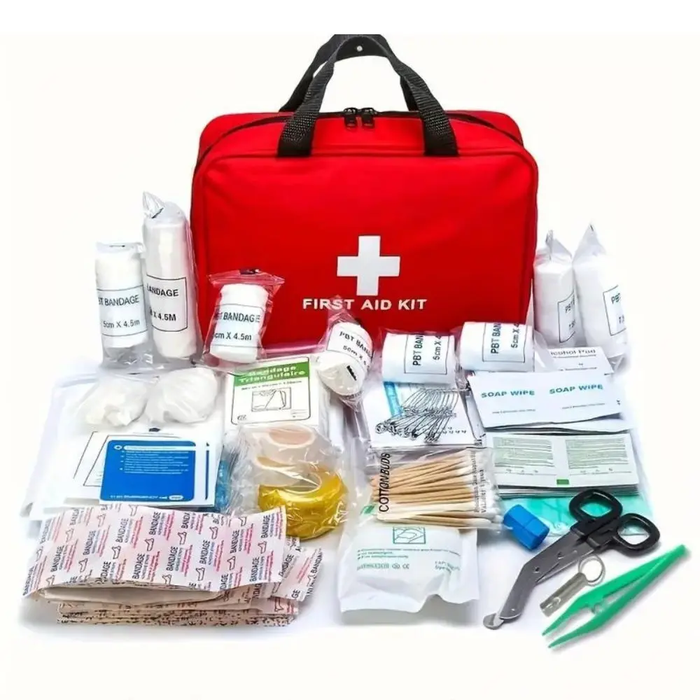 173pcs Large First Aid Medical Kit with Safety Pins, Emergency Blanket, Tweezers - Portable Bag for Hikers Campers, Camping, Hiking/Light Outdoor - Home Improvement & Security Field Emergency Supplies