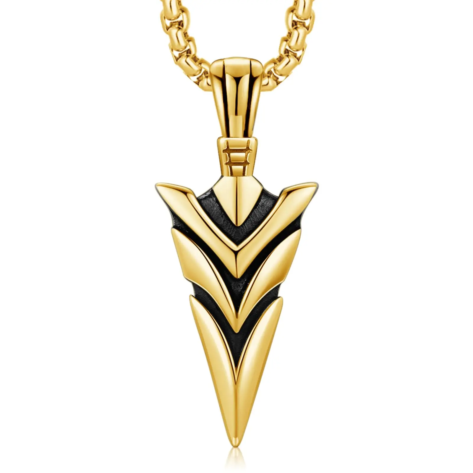 DRINSPER 925 Sterling Silver Norse Mythology Viking Arrowhead Pendant Necklace, Retro Unisex Hypoallergenic Silver Necklaces & Pendants for Casual Daily Wear, 22+2" Box Chain with Jewelry Cleaning Cloth